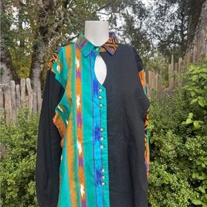 Vintage 90s Western Colorful Button-Up Shirt with Unique Patterns
